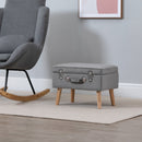 Faux Velvet Upholstered Ottoman Trunk with Wooden Legs - Grey