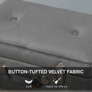 Faux Velvet Upholstered Ottoman Trunk with Wooden Legs - Grey