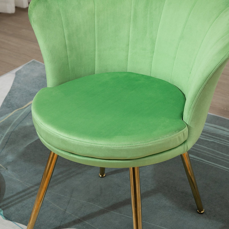 Accent Chair Modern Velvet-Touch Fabric Armchair with Gold Metal Legs for Living Room & Dining Room, Green