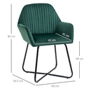 Modern Accent Chair Velvet-Touch Fabric Upholstered Lounge Armchair with Metal Base, Green Velvet Base