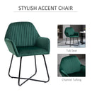 Modern Accent Chair Velvet-Touch Fabric Upholstered Lounge Armchair with Metal Base, Green Velvet Base