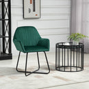Modern Accent Chair Velvet-Touch Fabric Upholstered Lounge Armchair with Metal Base, Green Velvet Base