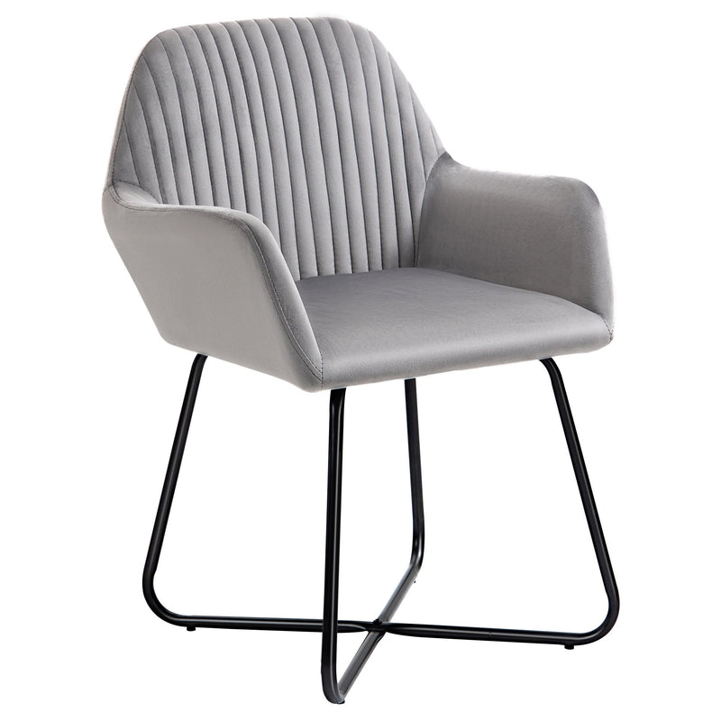 Modern Accent Chair Velvet-Touch Fabric Upholstered Lounge Armchair with Metal Base, Grey Velvet Base