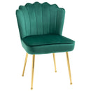 Green Velvet-Touch Vanity Chair Makeup Chair with Golden Metal Legs for Living Room & Dining Room