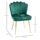 Green Velvet-Touch Vanity Chair Makeup Chair with Golden Metal Legs for Living Room & Dining Room