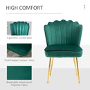 Green Velvet-Touch Vanity Chair Makeup Chair with Golden Metal Legs for Living Room & Dining Room