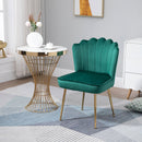 Green Velvet-Touch Vanity Chair Makeup Chair with Golden Metal Legs for Living Room & Dining Room