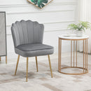 Grey Velvet-Touch Vanity Chair Makeup Chair with Golden Metal Legs for Living Room & Dining Room