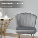 Grey Velvet-Touch Vanity Chair Makeup Chair with Golden Metal Legs for Living Room & Dining Room