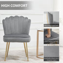Grey Velvet-Touch Vanity Chair Makeup Chair with Golden Metal Legs for Living Room & Dining Room