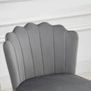 Grey Velvet-Touch Vanity Chair Makeup Chair with Golden Metal Legs for Living Room & Dining Room