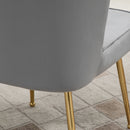 Grey Velvet-Touch Vanity Chair Makeup Chair with Golden Metal Legs for Living Room & Dining Room