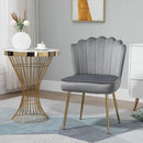 Grey Velvet-Touch Vanity Chair Makeup Chair with Golden Metal Legs for Living Room & Dining Room