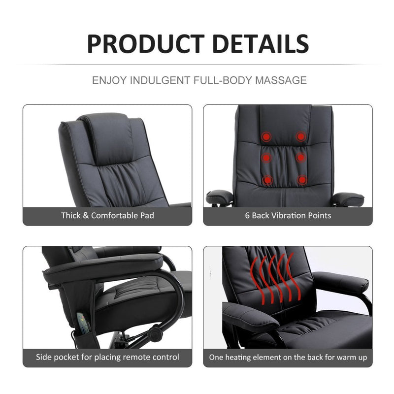 Leather Massage Recliner Chair W/Footstool Black Deluxe Faux Easy Sofa Armchair Reclining with Foot Stool New Electric Rest 10 Point Massager Heat