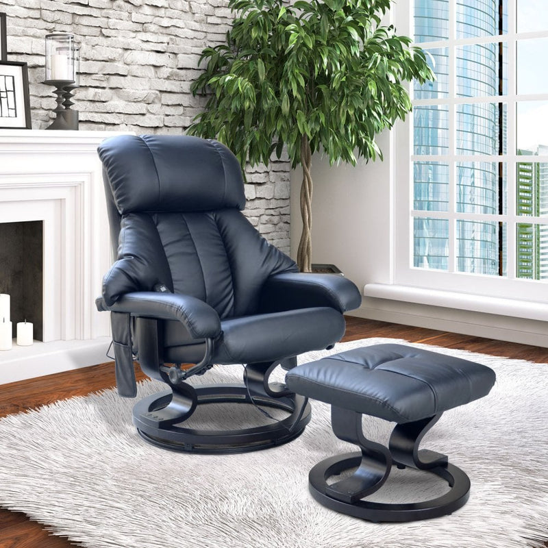 Reclining Massage Chair with Heat Foot Stool Black Luxury Fuax leather Electric Sofa Recliner 10 Massager Heat New Heated Footrest