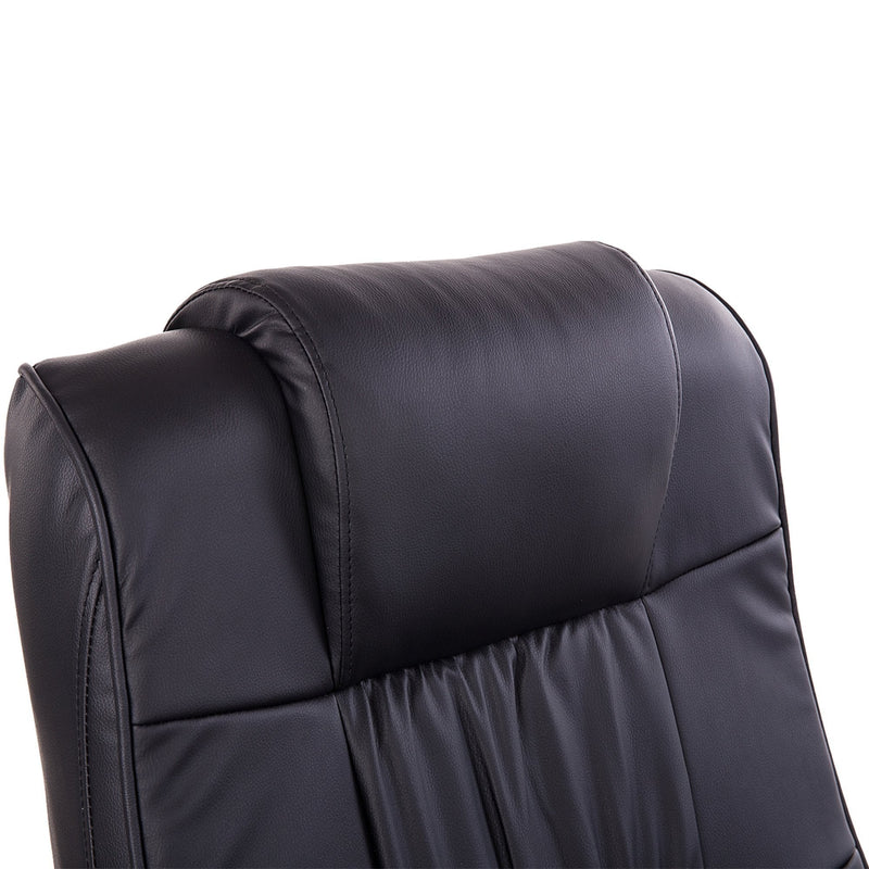 Manual Sofa Reclining Armchair PU Leather Massage Recliner Chair and Ottoman - Black