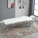 PVC Upholstered Portable Massage Table Beauty Bed w/ Carry Case - White