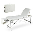 PVC Upholstered Portable Massage Table Beauty Bed w/ Carry Case - White