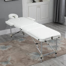 PVC Upholstered Portable Massage Table Beauty Bed w/ Carry Case - White