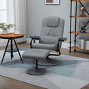 Manual Sofa Reclining Armchair PU Leather Massage Recliner Chair and Ottoman with Heating Function, Grey Cushioned 10 Point Vibration