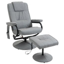 Manual Sofa Reclining Armchair PU Leather Massage Recliner Chair and Ottoman with Heating Function, Grey Cushioned 10 Point Vibration