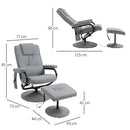 Manual Sofa Reclining Armchair PU Leather Massage Recliner Chair and Ottoman with Heating Function, Grey Cushioned 10 Point Vibration