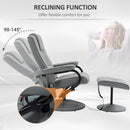 Manual Sofa Reclining Armchair PU Leather Massage Recliner Chair and Ottoman with Heating Function, Grey Cushioned 10 Point Vibration