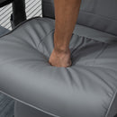 Manual Sofa Reclining Armchair PU Leather Massage Recliner Chair and Ottoman with Heating Function, Grey Cushioned 10 Point Vibration