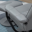 Manual Sofa Reclining Armchair PU Leather Massage Recliner Chair and Ottoman with Heating Function, Grey Cushioned 10 Point Vibration