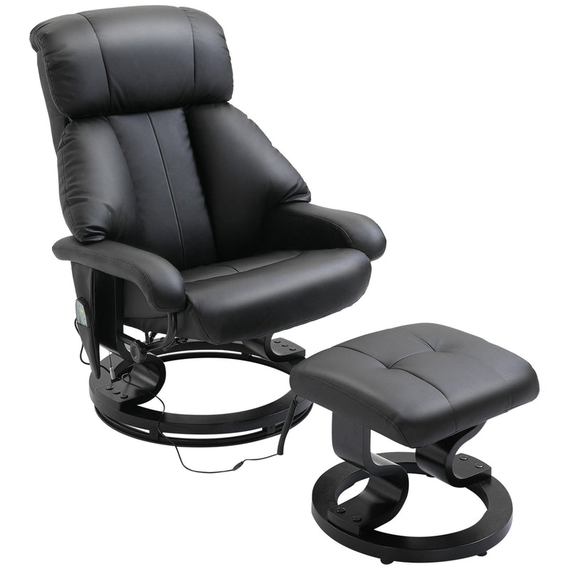 Luxury Faux leather Chair Recliner Electric Massage Chair Sofa 10 Massager with Foot Stool Black Faux Leather, Footrest