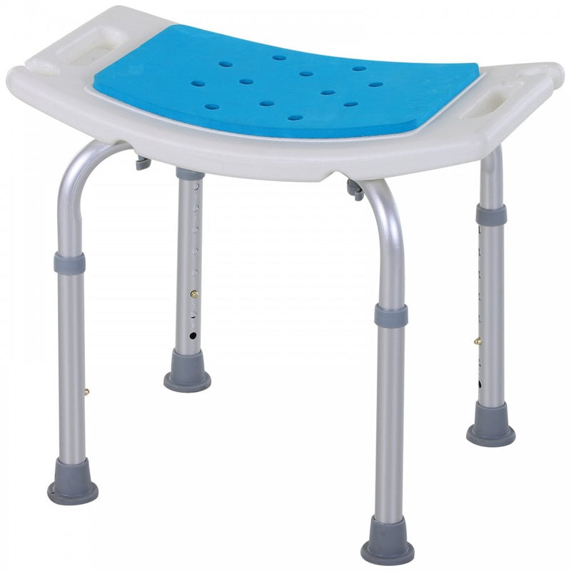 HOMCOM Aluminium Alloy 6-Level Non-Slip Bathroom Stool w/ Drainage Blue