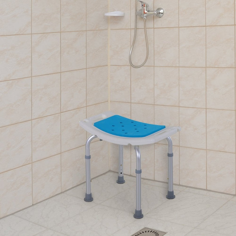 HOMCOM Aluminium Alloy 6-Level Non-Slip Bathroom Stool w/ Drainage Blue