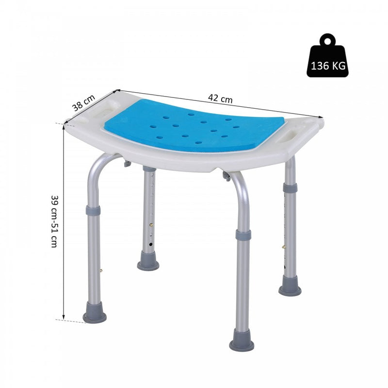 HOMCOM Aluminium Alloy 6-Level Non-Slip Bathroom Stool w/ Drainage Blue