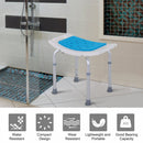 HOMCOM Aluminium Alloy 6-Level Non-Slip Bathroom Stool w/ Drainage Blue