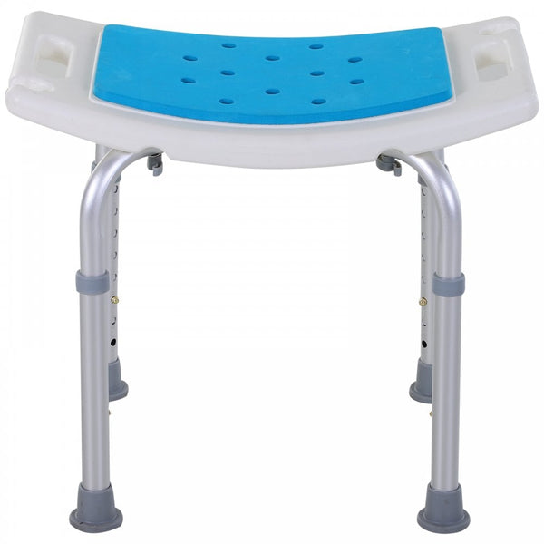 HOMCOM Aluminium Alloy 6-Level Non-Slip Bathroom Stool w/ Drainage Blue