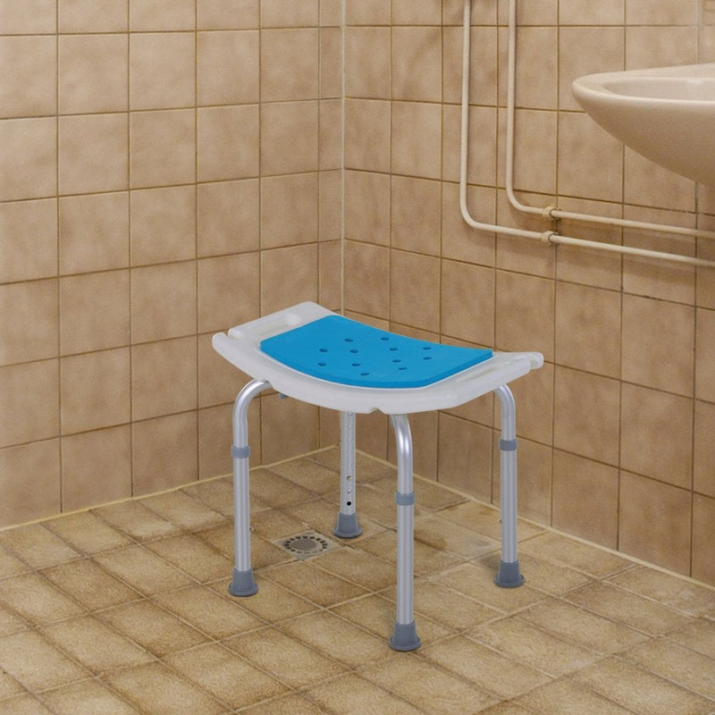 HOMCOM Aluminium Alloy 6-Level Non-Slip Bathroom Stool w/ Drainage Blue
