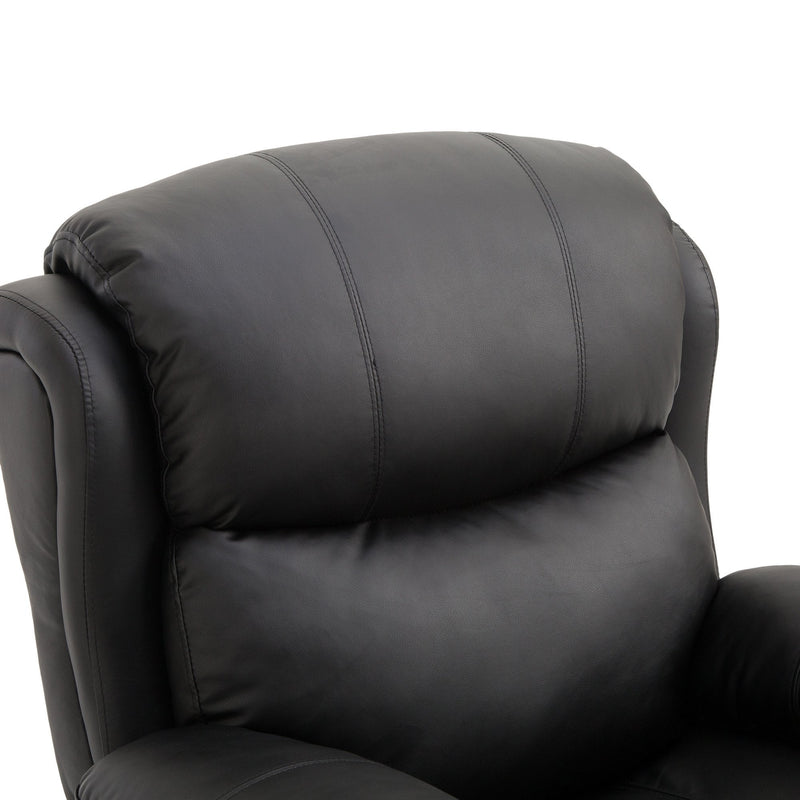 PU Leather Recliner Massage Chair Swivel Heated Rocking Seat Armchair Rocker Footrest W/Remote Control Heating-Black