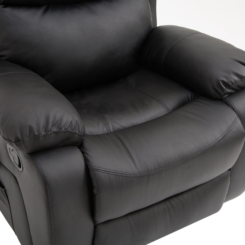 PU Leather Recliner Massage Chair Swivel Heated Rocking Seat Armchair Rocker Footrest W/Remote Control Heating-Black