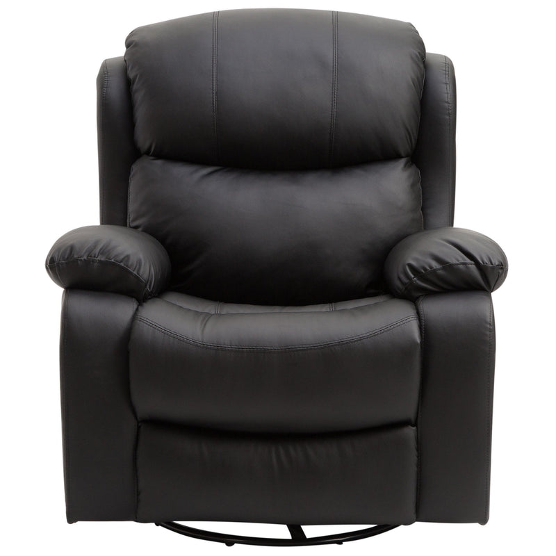 PU Leather Recliner Massage Chair Swivel Heated Rocking Seat Armchair Rocker Footrest W/Remote Control Heating-Black