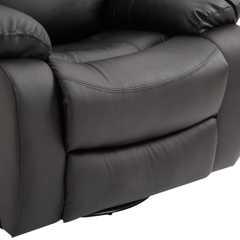 PU Leather Recliner Massage Chair Swivel Heated Rocking Seat Armchair Rocker Footrest W/Remote Control Heating-Black