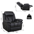 Power Lift Assistance Recliner Armchair w/ Extra Comfort Padding PU Leather Black