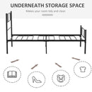Single Metal Bed Frame Solid Bedstead Base with Headboard and Footboard, Metal Slat Support and Underbed Storage Space, Bedroom Furniture w/ Space