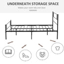 King Metal Bed Frame Solid Bedstead Base with Headboard and Footboard, Metal Slat Support and Underbed Storage Space, Bedroom Furniture w/ Space