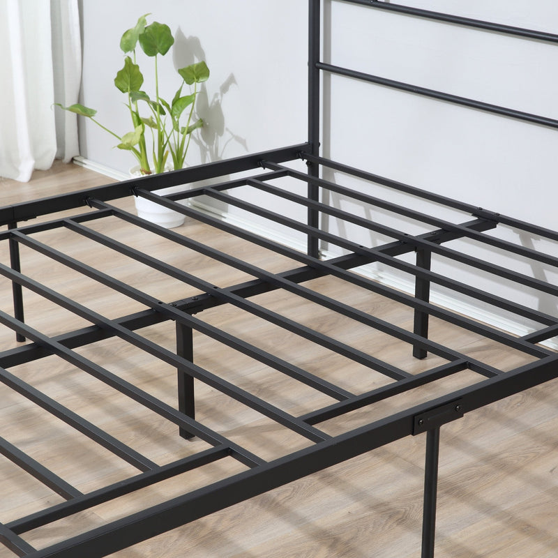 King Metal Bed Frame Solid Bedstead Base with Headboard and Footboard, Metal Slat Support and Underbed Storage Space, Bedroom Furniture w/ Space