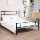 King Metal Bed Frame Solid Bedstead Base with Headboard and Footboard, Metal Slat Support and Underbed Storage Space, Bedroom Furniture w/ Space
