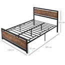 Double Bed Frame with Headboard & Footboard, Strong Slat Support Twin Size Metal Bed w/ Underbed Storage Space, No Box Spring Needed, 144x195x103cm Headboard, Needed