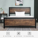 Double Bed Frame with Headboard & Footboard, Strong Slat Support Twin Size Metal Bed w/ Underbed Storage Space, No Box Spring Needed, 144x195x103cm Headboard, Needed