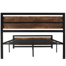 Double Bed Frame with Headboard & Footboard, Strong Slat Support Twin Size Metal Bed w/ Underbed Storage Space, No Box Spring Needed, 144x195x103cm Headboard, Needed