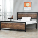 Double Bed Frame with Headboard & Footboard, Strong Slat Support Twin Size Metal Bed w/ Underbed Storage Space, No Box Spring Needed, 144x195x103cm Headboard, Needed