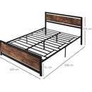 Kingsize Bed Frame with Headboard & Footboard, Strong Slat Support Twin Size Metal Bed w/ Underbed Storage Space, No Box Spring Needed, 160x208x103cm Headboard, Needed